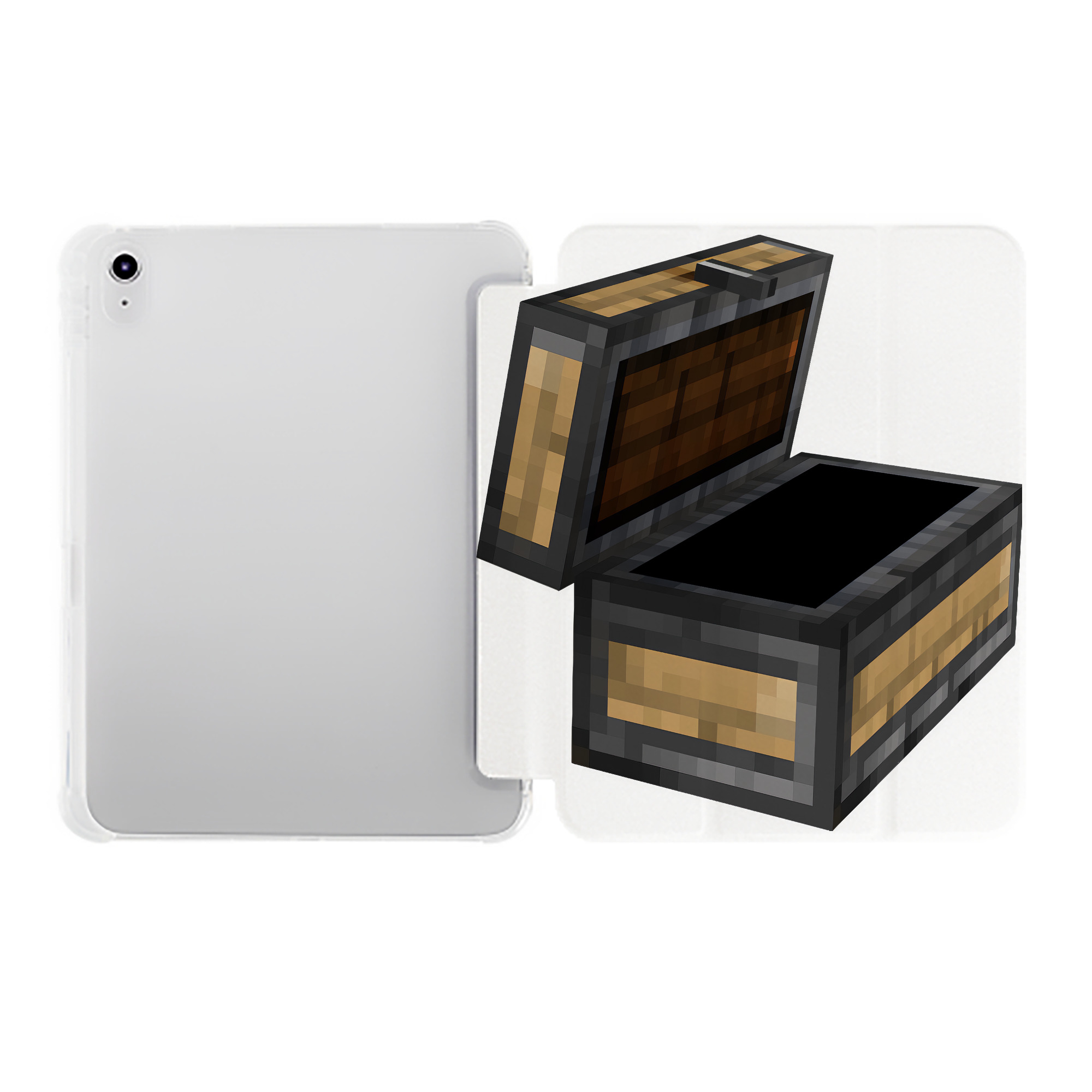 （画像用） マインクラフト ブロックの世界 Minecraft MC Block world IPad ケース ペン収納付き 三つ折りスタンド PUレザー×シリコン 対応機種9.5/10.5/10.9インチ